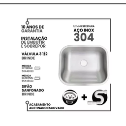 Tanque Inox American Steel Fosco 50x40 30l Inox 304 +válvula - 2