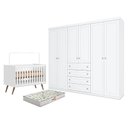 Ver imagem 1 de Berço Americano Q Encanto 3820 Retrô Branco Acetinado - Qmovi e Guarda Roupa Casal Americano 6 Porta