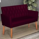 Ver imagem 1 de Namoradeira Corino Resistente Capitone para Sala de Estar Decorativa - Moblan Decor