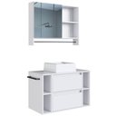 Ver imagem 1 de Espelheira e Gabinete Suspenso com Cuba 80cm Branco Proddy