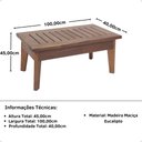 Ver imagem 4 de Mesa de Centro Retangular Rústica 100cm em Madeira Maciça - Natural