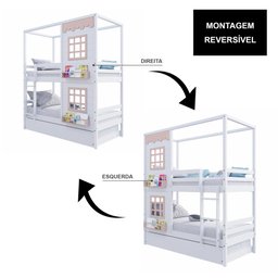 Treliche Casinha Reta com 02 Janelas Madeira Maciça Branco/ Rosa Housin - 6
