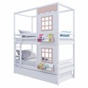 Ver imagem 2 de Treliche Casinha Reta com 02 Janelas Madeira Maciça Branco/ Rosa Housin