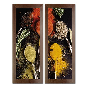 Kit 2 Quadros Decorativos para Cozinha Área Goumet Kitnet Copa Temperos Frutas 60cm