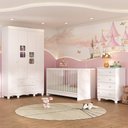 Ver imagem 2 de Quarto de Bebê Completo com Berço 3 em 1 com Colchão Incluso Luna Multimóveis Mp4540 Branco