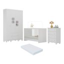 Ver imagem 1 de Quarto de Bebê Completo com Berço 3 em 1 com Colchão Incluso Luna Multimóveis Mp4540 Branco