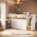Ver imagem 6 de Cama Infantil c/ Escrivaninha 3 Gavetas 2 Portas e Escada
