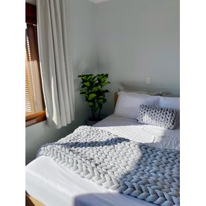 Manta Peseira de Maxi Tricot Queen 0,70x2,20m, Cor Cinza - Magma Cotton