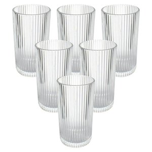 Jogo de Copos de Vidro Transparente Graffiato Long Drink 420ml 6 Peças - Hauskraft