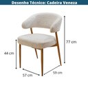 Ver imagem 6 de Kit 2 Cadeiras Veneza Domann Design Assento e Encosto Tecido Bouclé Branco Base Aço Pintura