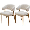 Ver imagem 1 de Kit 2 Cadeiras Veneza Domann Design Assento e Encosto Tecido Bouclé Branco Base Aço Pintura