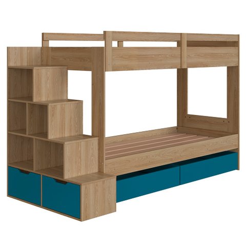 Beliche Infantil com Escada e 4 Gavetas Infix C06 Aveiro/azul - Mpozenato