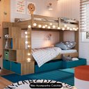 Ver imagem 2 de Beliche Infantil com Escada e 4 Gavetas Infix C06 Aveiro/azul - Mpozenato