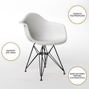 Ver imagem 4 de Mesa Jantar Redonda 110cm Branca Clips 3 Pés com 5 Poltronas Eames Eiffel Brancas Ferro Preto