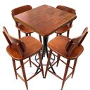 Ver imagem 1 de Cj Mesa Madeira 60x60cm - Bistrô Fixa 98cm + 4 Banquetas 73 - Natural - Liso