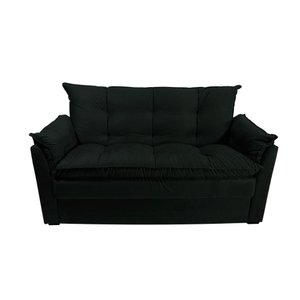 Sofá Small 3 Lugares Conforto 160cm Suede Preto Herrero Decor