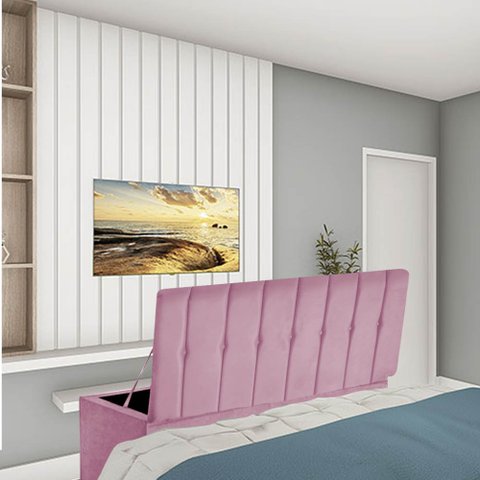 Calçadeira Baú Recamier Solteiro 100CM Kiara Courino Rosa - D A DECOR