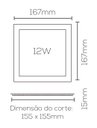 Ver imagem 2 de Painel Plafon de Embutir Quadrado Branco 16cm Led 12W 3000K Bivolt Evoled
