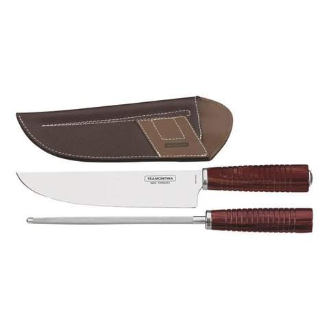 Jogo Faca Chaira Inox 2 Peças Polywood