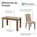 Ver imagem 6 de Conjunto Sala de Jantar Vanilla Mesa Tampo de Vidro 4 Cadeiras Rustic/Crema/Suede Imperial Madesa