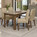 Ver imagem 1 de Conjunto Sala de Jantar Vanilla Mesa Tampo de Vidro 4 Cadeiras Rustic/Crema/Suede Imperial Madesa