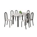 Ver imagem 2 de Conjunto de Mesa Tubular 140cm x 75cm Tampo em Vidro com 6 Cadeiras Iris B Bege/Preto