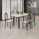 Ver imagem 1 de Conjunto de Mesa Tubular 140cm x 75cm Tampo em Vidro com 6 Cadeiras Iris B Bege/Preto