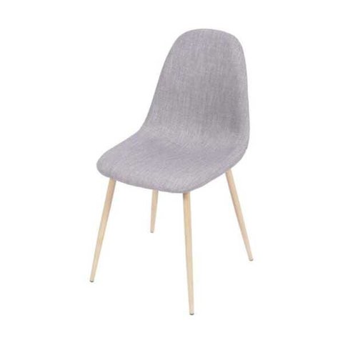 Cadeira Eames em Linho Cinza - Base Metal Madeira
