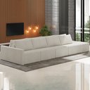 Ver imagem 2 de Sofá Ilha Modular com Puff para Sala Living 432cm Georgia K04 Bouclê Bege - Mpozenato