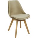 Ver imagem 2 de Kit 4 Cadeiras Charles Eames Leda Veludo Luisa Saarinen Estofada Base Madeira - Bege