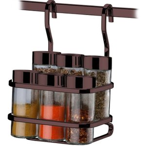 Porta Temperos 7 Peças Suporte Porta Condimentos Para Barra - Bronze