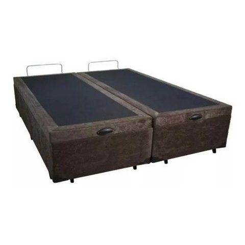 Cama Box Baú Queen Reforçada Fabricação Própria - Corino - Marrom