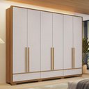 Ver imagem 2 de Guarda Roupa Casal 6 Portas 3 Gavetas Nt6035 Freijó/off White Notável Móveis
