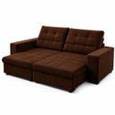 Ver imagem 1 de Sofá Retrátil Reclinável 2m 3 Lugares Veludo Turim Conforto - Marrom