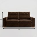 Ver imagem 3 de Sofá Retrátil Reclinável 2m 3 Lugares Veludo Turim Conforto - Marrom