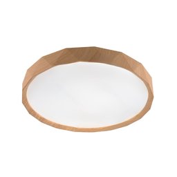 Plafon de Sobrepor Redondo Acrilico Estilo Madeira 38cm Led 60w 3 em 1 Bivolt Paris Luz - 1