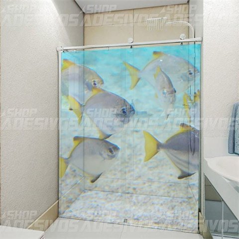 Adesivo de Box Peixe Cinza e Amarelo