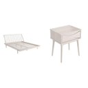 Ver imagem 2 de Cama Queen + 2 Mesas de Cabeceira Nordik Branco/Lavado