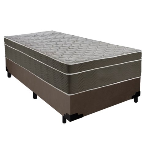 Cama Box Suede Solteiro + Colchão Sereneprime Molas Ensacadas 88x188x65 Marrom