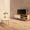 Ver imagem 1 de Sala de Estar Completa para TV Até 60 Polegadas Lótus 1 Porta Carvalho/Off White - Artely Móveis