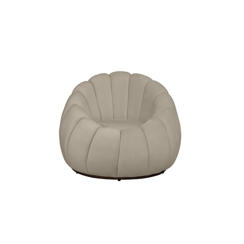Poltrona Decorativa Concha Veludo Bege - Montanaris Decor