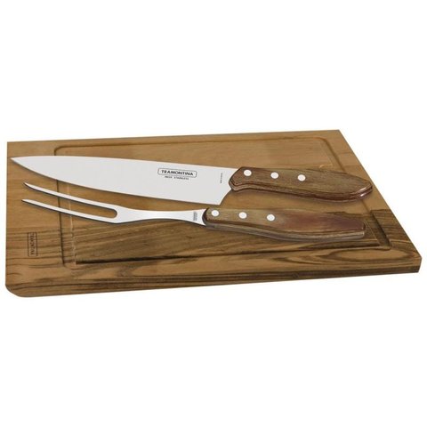 Jogo Churrasco Inox 3 Peças Polywood
