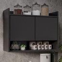 Ver imagem 1 de Armário Aéreo Cozinha Multiuso Cecília 70cm 02 Portas - Ssx Multicoisas Preto