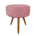 Ver imagem 5 de Kit 2 Poltronas e Puff Banqueta Redonda Nina Suede Rosê Pés Palito Castanho - Pallazio