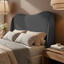 Ver imagem 1 de Cabeceira Orgânica para Cama Box Casal Padrão Luma 140cm Bouclê Cinza Escuro - Desk Design
