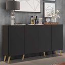 Ver imagem 3 de Aparador Buffet Retrô Multimóveis Veneza 4 Portas FG3556 Preto/Natural
