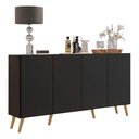 Ver imagem 1 de Aparador Buffet Retrô Multimóveis Veneza 4 Portas FG3556 Preto/Natural