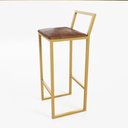 Ver imagem 4 de Jogo Mesa Alta Bistrô Quadrada Branca 2 Banqueta Confort Estofado Dourado Don Castro Deco