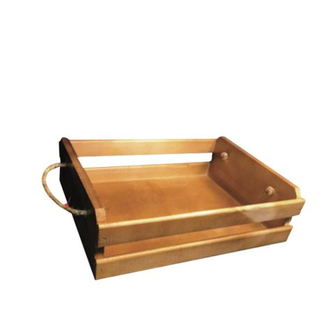 Bandeja Madeira Rústica com Alça de Sisal - 35x25x10