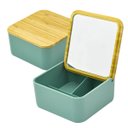 Ver imagem 1 de Caixa Porta Objetos Joias Brincos Anéis Com Espelho Bambu:VERDE